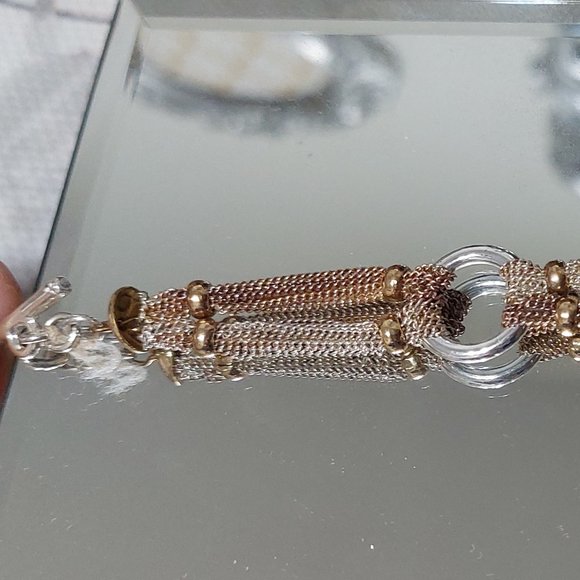 Multi Strands 2 Tone Gold Silver Chain Bracelet - Picture 4 of 8